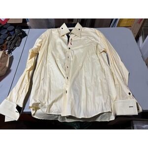 Axxess Pure Cotton Long Sleeve Button Up Yellow Black XL